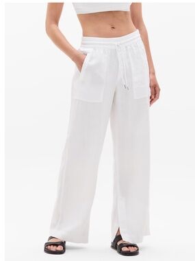 NWT Athleta Retreat Linen High Rise Wide Leg White Pant – X-Small